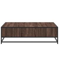 Salontafel 100x100x30 cm bewerkt hout en metaal bruin eiken - thumbnail