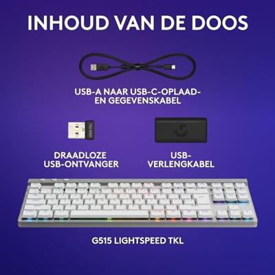 Logitech G G515 Lightspeed TKL toetsenbord Draadloos Wit Logitech G G515 Lightspeed TKL toetsenbord Draadloos Wit
