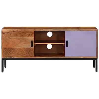 Tv-meubel 110x30x50 cm massief acaciahout honingbruin en grijs