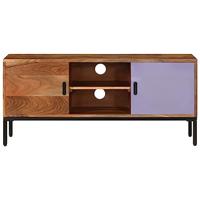 Tv-meubel 110x30x50 cm massief acaciahout honingbruin en grijs - thumbnail