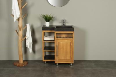 Teakhouten Badmeubel Kerinci 75 cm Deur Rechts Hardsteen Massief Teakhout Teakhouten Badmeubel Kerinci 75 cm Deur Rechts Hardsteen Massief Teakhout