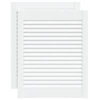 VidaXL Kastdeuren met lamellen 2 st 61,5x49,4 cm grenenhout wit - thumbnail