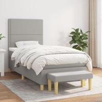 Boxspring met matras stof lichtgrijs 100x200 cm - thumbnail