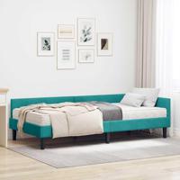 Hoekbedframe met Matras Anders 2 pcs Turquoise Fluweel - thumbnail