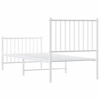 Bedframe met hoofd- en voeteneinde metaal wit 75x190 cm - thumbnail