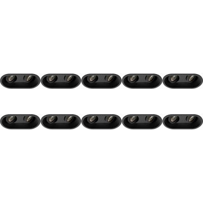 Dubbele Kantelbare GU10 Inbouwspots 10-pack - Zwart Aluminium - 185x93mm