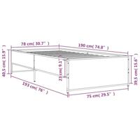 Bedframe bewerkt hout en metaal grijs sonoma eiken 75x190 cm - thumbnail