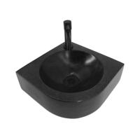 Fonteinset Boss & Wessing Viktor Natuursteen Eénhendelkraan En Sifon 30x30x10 cm Mat Zwart Boss & Wessing - thumbnail