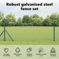 VidaXL Afrasteringspaal groen 10 x 0,5 m (25 x 25 mm gaas) staal - thumbnail