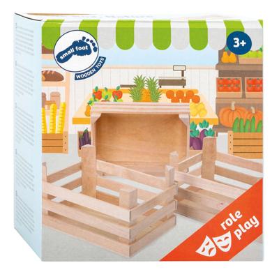 Small Foot - houten kratjes groot 18x12x9,5cm, set van 3