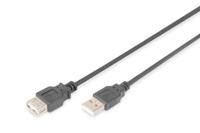 Digitus AK-300202-030-S USB-kabel USB 2.0 USB-A stekker, USB-A bus 3.00 m Zwart - thumbnail