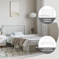 Bedframe met hoofdbord metaal wit 100x200 cm - thumbnail