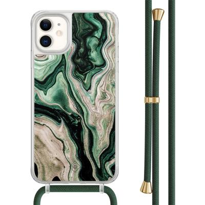 iPhone 11 hoesje met groen koord - Green waves
