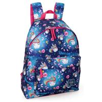 Delbag rugzak eenhoorn 43 x 33 cm polyester 18 liter blauw/roze - thumbnail
