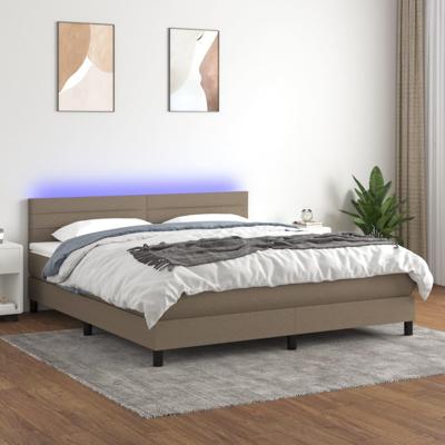 Boxspring met matras en LED stof taupe 180x200 cm