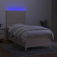 Boxspring met matras en LED stof crèmekleurig 100x200 cm - thumbnail