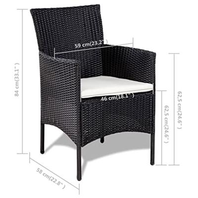 4-delige Loungeset met kussens poly rattan zwart