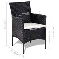 4-delige Loungeset met kussens poly rattan zwart - thumbnail