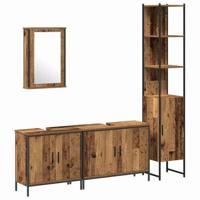 4-delige badkamermeubelset oud hout geïndustreerd hout - thumbnail