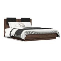 Bedframe met hoofdeinde bruin eikenkleurig 120x190 cm - thumbnail