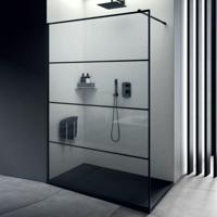 Inloopdouche Lacus Tremiti Wall 100x200 cm Helder Glas Stabilisatiestang Zwart Lacus - thumbnail