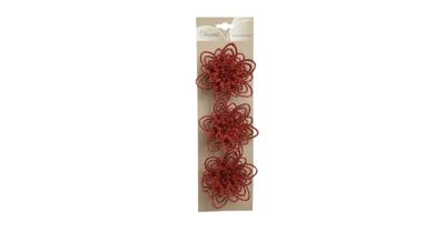Bloemclip 3x10cm kerst rood 3st