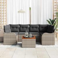 Tuinbankenset met opslag 7 pcs Grijs poly rattan - thumbnail