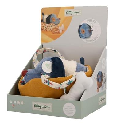 Pluchen dier en zijn mand LILLIPUTIENS blauw Pluchen dier en zijn mand LILLIPUTIENS blauw