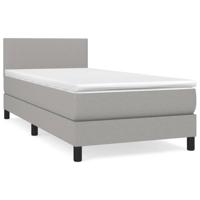 Boxspring met matras stof lichtgrijs 90x200 cm - thumbnail