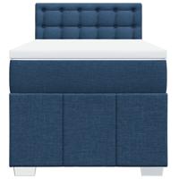 Boxspring met matras stof blauw 90x200 cm - thumbnail