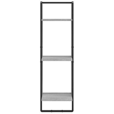 6-delige Wandschappenset met stangen bewerkt hout grijs sonoma