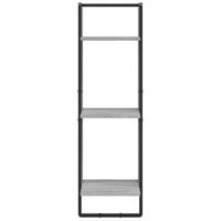 6-delige Wandschappenset met stangen bewerkt hout grijs sonoma - thumbnail