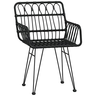 Tuinstoelen 2 st met armleuning 56x64x80 cm PE-rattan zwart