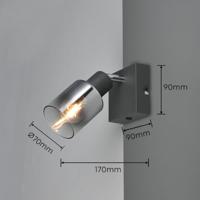 Trio Zwart wandlampjeCadiz met smoke glas - R81781042 - thumbnail