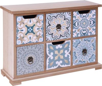 Kastje hout met 6 laden 34x24x11cm