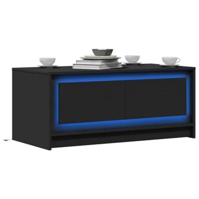 Salontafel met LED-verlichting bewerkt hout zwart