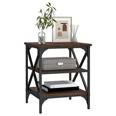 Bijzettafel 40x42x50 cm bewerkt hout bruin eikenkleur