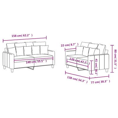 2-delige Loungeset met kussens stof taupe