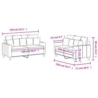 2-delige Loungeset met kussens stof taupe - thumbnail