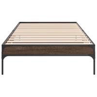 Bedframe bewerkt hout en metaal bruin eikenkleurig 90x200 cm - thumbnail