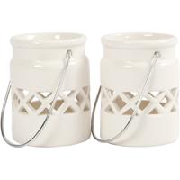 Creativ Company Lantaarn, h: 8 cm, d 6,2 cm, wit, 2 stuk/ 1 doos - thumbnail