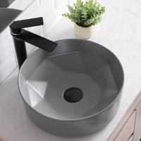 Waskom Opbouw Rond Boss & Wessing Evita 40x14,5 cm Mat Grijs Aqua Splash - thumbnail