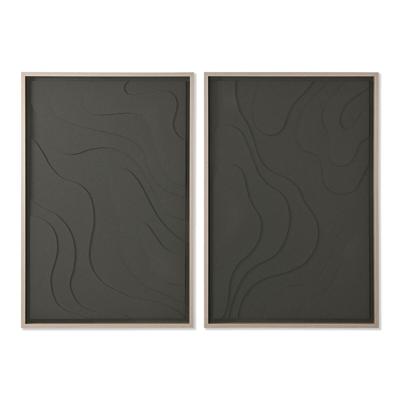 Home ESPRIT Afbeelding groen beige donkergrijs polystyreen hout MDF abstract Scandinavisch (2 stuks)