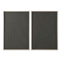 Home ESPRIT Afbeelding groen beige donkergrijs polystyreen hout MDF abstract Scandinavisch (2 stuks) - thumbnail