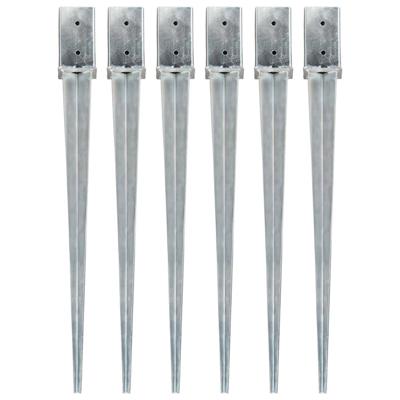 VidaXL Grondpinnen 6 st 8x8x91 cm gegalvaniseerd staal zilverkleurig VidaXL Grondpinnen 6 st 8x8x91 cm gegalvaniseerd staal zilverkleurig