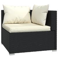 6-delige Loungeset met kussens poly rattan zwart - thumbnail