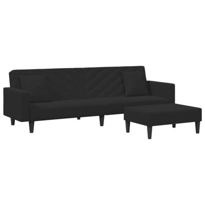 2-delige Loungeset met kussens fluweel zwart