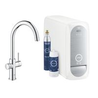 GROHE Blue Home Keukenkraan - C-uitloop - 1-gats - filterfunctie - plat licht en bruisend water - chroom 31455001 - thumbnail