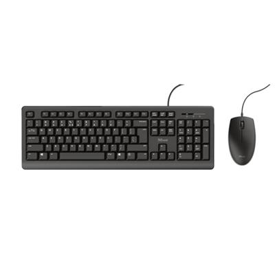 Trust primo keyboard & mouse set desktopset (zwart, us lay-out (qwerty), membraan, 100%)