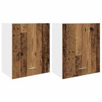 Hangkasten 2 st 50x31x60 cm bewerkt hout oud houtkleurig - thumbnail